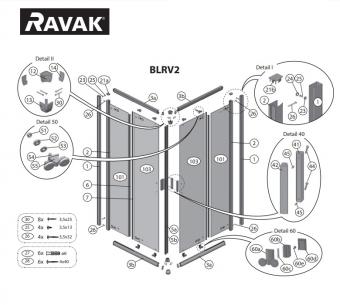 Душевая кабина RAVAK BLRV2-90 Полир, алюм, Transparent 1LV70C00Z1: 2
