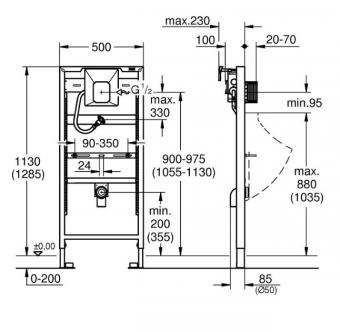 Инсталляция для писсуара GROHE RAPID SL 38803001: 2