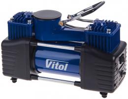 Автоомпрессор "ViTOL" K-72 150psi/25Amp/90л/2 цилиндра/шланг 5,0м с дефлятором/клеммы: 1