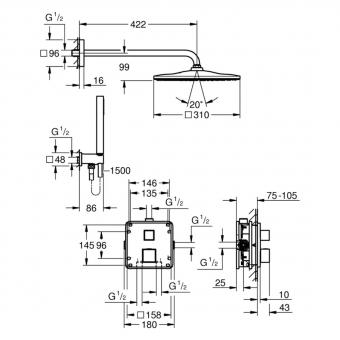 Душевая система GROHE QuickFix Precision Cube Vitalio Rain Mono 310 Cube 34879000: 2