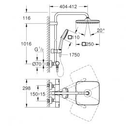 Душевая система GROHE QuickFix Vitalio Comfort System 250 Cube 266962431: 2