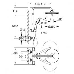 Душевая система GROHE QuickFix Vitalio Start System 250 266772431: 2
