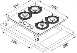 Варочная поверхность газовая Franke FHMF 604 4GC BK 106.0541.748: 2