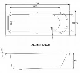 Ванна акриловая VOLLE ALTEA NEO 170х70 1228.001770: 2