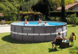 Бассейн каркасный круглый Intex 26326, 488 x 122 см (5 700 л/ч, стремянка, тент, подстилка): 2