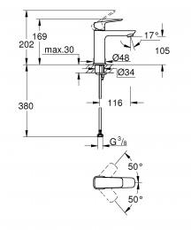 Смеситель для умывальника GROHE Cubeo, однорычажный, М-SiZE, черный матовый 1017552430: 3