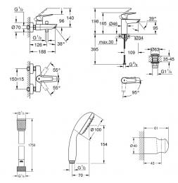 Набор смесителей для ванны GROHE QuickFix Start Black UA303301SQ: 2