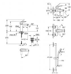 Набор смесителей для ванны GROHE QuickFix Start M-Size UA202301ME: 2