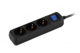 Сетевой удлинитель 2E 3хТип F, 3х1.5мм кв, 16A, 3м, черный (2E-U03ESM3BK): 3