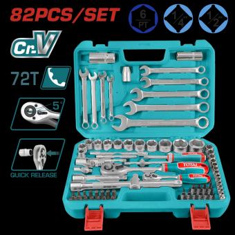 Набор TOTAL THT421802 ключей, головок 1/2", 1/4", 82 предм., кейс.: 1