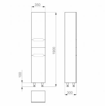Пенал Sanwerk "ЭРА" 35 см белый, R (MV0000409): 3
