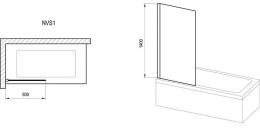 Штора для ванны RAVAK NVS1-80 проф. полир. алюминий, стекло транспарент 7O840C00Z1: 2