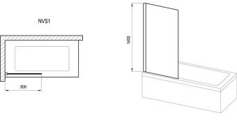 Штора для ванны RAVAK NVS1-80 проф. полир. алюминий, стекло транспарент 7O840C00Z1: 2