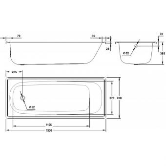 Ванна стальная BLB 150х70EN (B50E2200S): 3