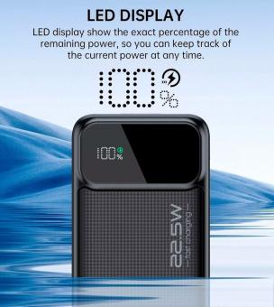 Универсальная мобильная батарея Choetech 20000mAh 22.5W PD,QC3.0 2USB-A+USB-C In/Out Black (B729): 7