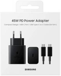 Сетевое зарядное устройство Samsung EP-T4511XBEGEU Black, 45W + кабель USB Type-C: 5