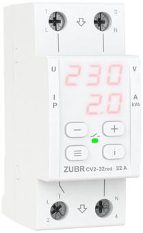 Реле напряжения с контролем тока однофазное на 2 модуля ZUBR CV2-32 red (4820120222689): 1