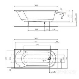 Ванна акриловая KOLO OPAL PLUS 160x70 XWP136000N: 2