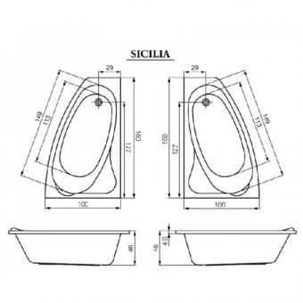 Ванна акрилова CERSANIT SICILIA 160x100 ліва + ніжки S301-036: 2