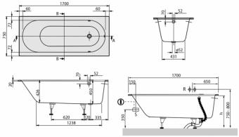 Ванна Villeroy&boch Oberon Solo 1700x750 UBQ170OBE2V-01: 4