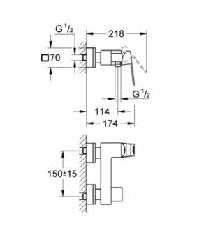 Змішувач для душу GROHE Eurocube 23145000: 2