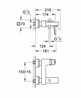 Змішувач для ванни/душу GROHE Eurocube 23140000: 2