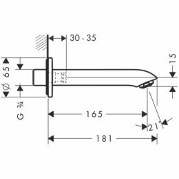 Вилив для ванни HANSGROHE METRIS 31494000: 2