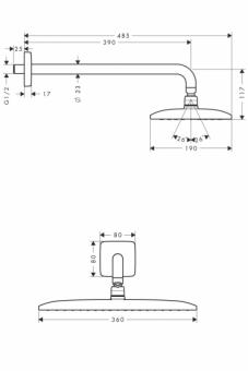 Верхній душ HANSGROHE RAINDANCE E 360 Air 1jet 27376000: 2