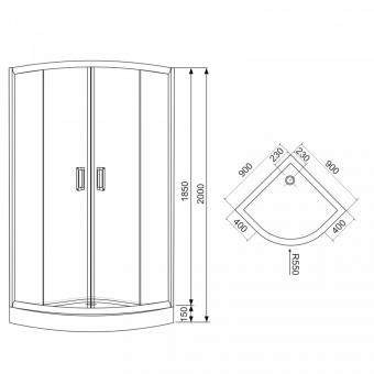 Душова кабіна EGER TISZA (Amur) 90x90x200 скло FRIZEK 599-021-A: 2