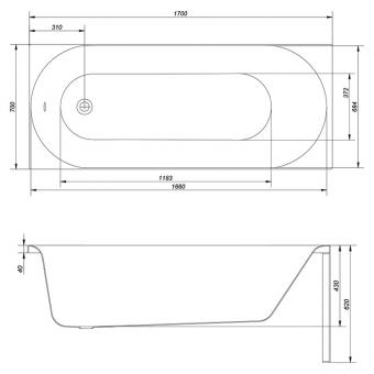 Ванна акрилова CERSANIT OCTAVIA ABS S301-253 170x70 + ніжки PW01/S906-001: 5