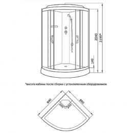 Гідромасажний бокс KO&PO 900x900x2150 126A G С15178: 2