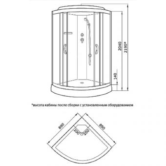 Гідромасажний бокс KO&PO 900x900x2150 126A G С15178: 2