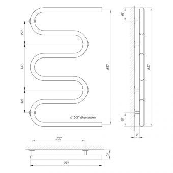 Рушникосушарка LARIS Змійовик 30 РС5 500х800 1/2 71207236: 4