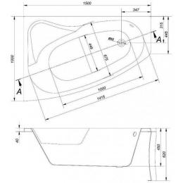 Ванна акрилова CERSANIT SICILIA 150x100 ліва + ніжки S301-095: 4