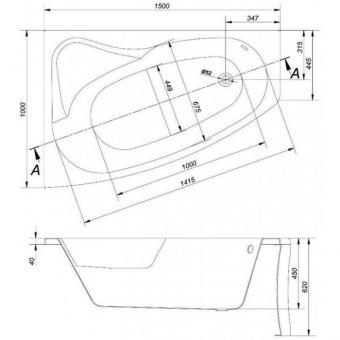 Ванна акрилова CERSANIT SICILIA 150x100 ліва + ніжки S301-095: 4