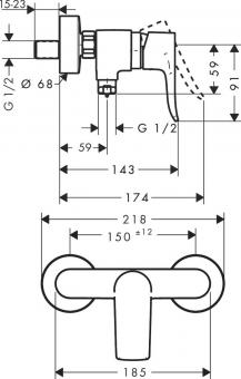 Змішувач для душу HANSGROHE METRIS 31680000: 2