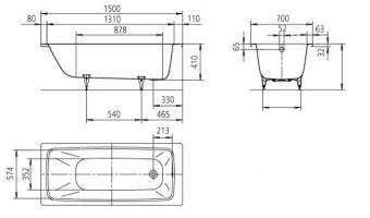 Ванна сталева KALDEWEI CAYONO 150x70: 4