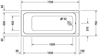 Ванна акрилова DURAVIT D-CODE 170x75x42 700100000000000: 3