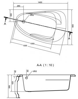 Ванна акрилова CERSANIT JOANNA NEW 140х90 права S301-166: 3