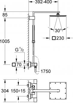 Душова система GROHE EUPHORIA CUBE XXL System 230 26087000: 4