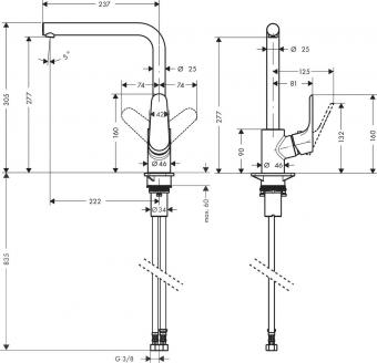 Змішувач для кухні HANSGROHE FOCUS S 31817800 сталь: 2