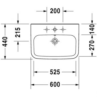 Умивальник підвісний DURAVIT DuraStyle 600х440 мм 2319600000: 2