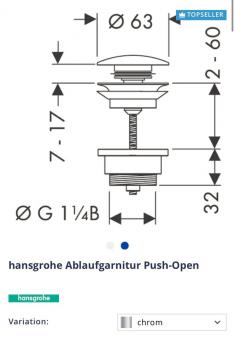 Донний клапан для умивальника Hansgrohe 50100000: 3