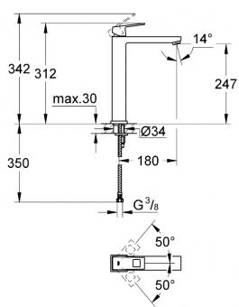 Змішувач для умивальника GROHE Eurocube 23406000: 2