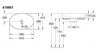 Умивальник для встановлення на стільницю Villeroy&Boch Artis 41986101: 5