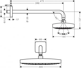 Верхній душ HANSGROHE Raindance Select E 300 2jet 273854000: 2