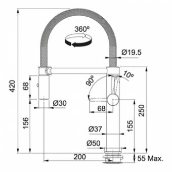 Змішувач для кухні FRANKE Pescara Semi-Pro L 115.0393.975: 2