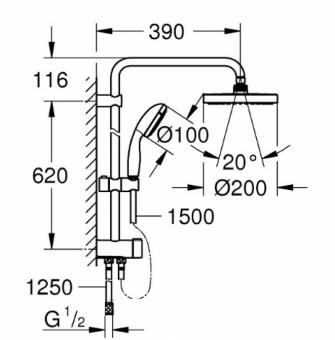 Душова система GROHE New Tempesta 200 27389002: 2