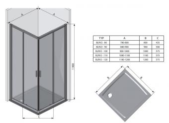 Душові двері RAVAK Blix BLRV2K-120 White Transparent 1XVG0100Z1: 2