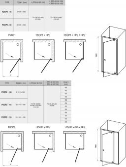 Душові двері RAVAK PDOP 1-90, скло TRANSPARENT, полір. алюм. 03G70C00Z1: 2